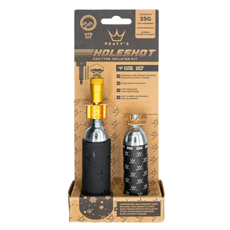 Peaty's Holeshot MTB 25g CO2 Tyre Inflator in Gold