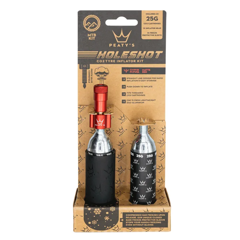 Peaty's Holeshot MTB 25g CO2 Tyre Inflator in Red