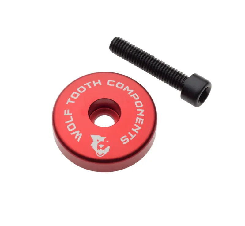 Wolf Tooth Ultralight Stem Cap with 10mm Integrated Spacer in Red