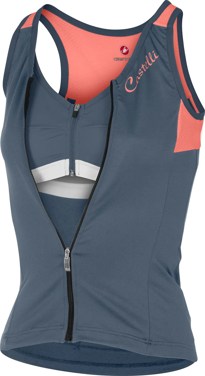 Castelli Solare Top Steel Blue/Salmon
