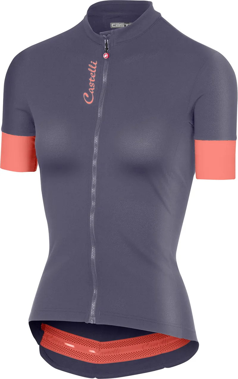 Castelli Anima 2 Womens Jersey FZ Steel Blue/Salmon
