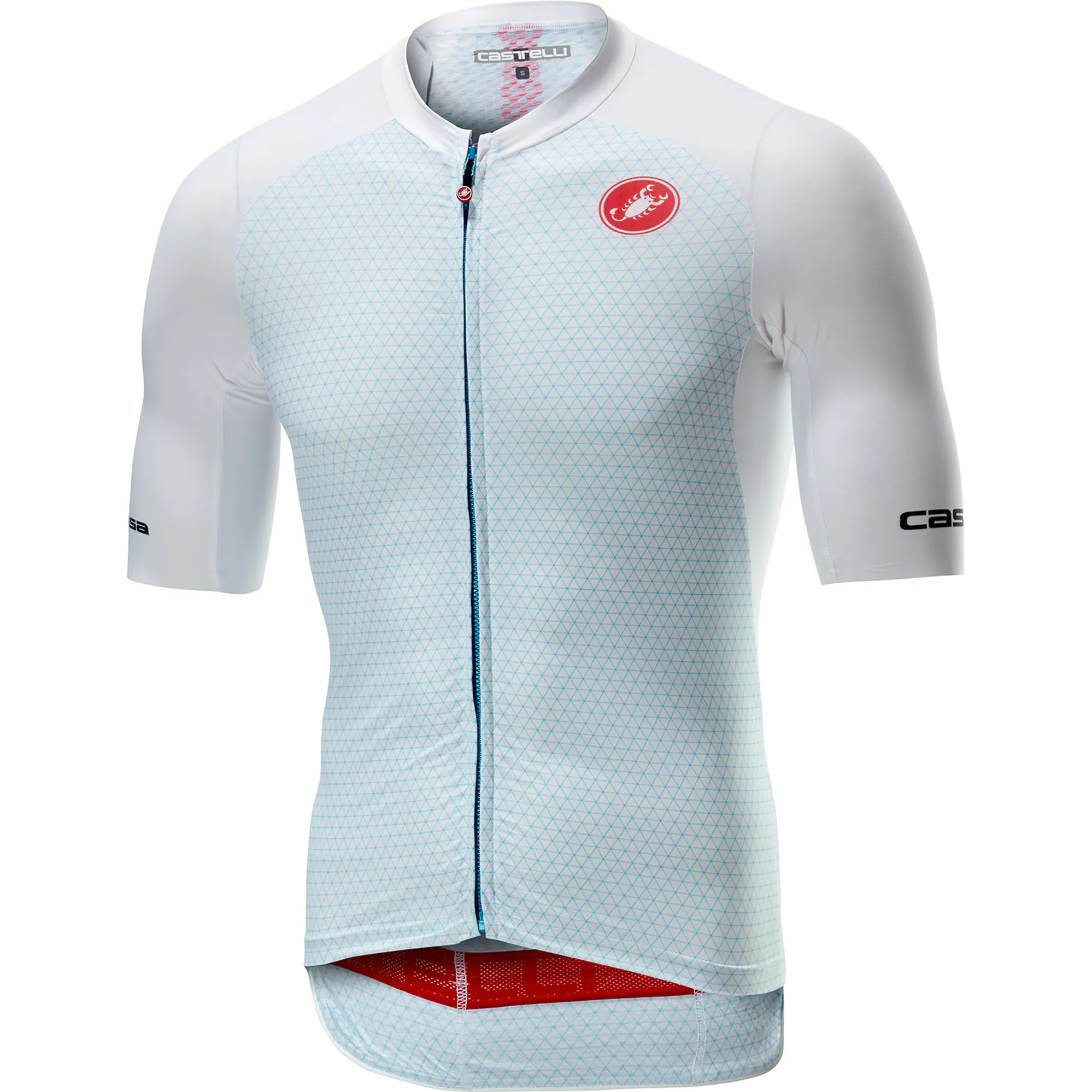 Castelli White Cycling Shirt Castelli Entrata Jersey FZ Short