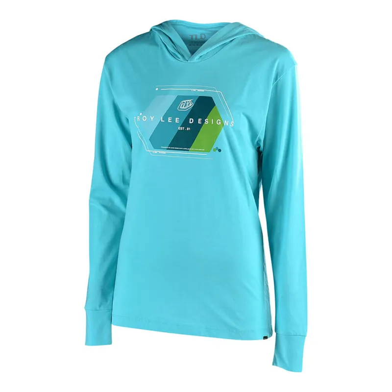 Troy Lee Designs Womens Technical Fade Pullover Hoodie Tahiti Blue