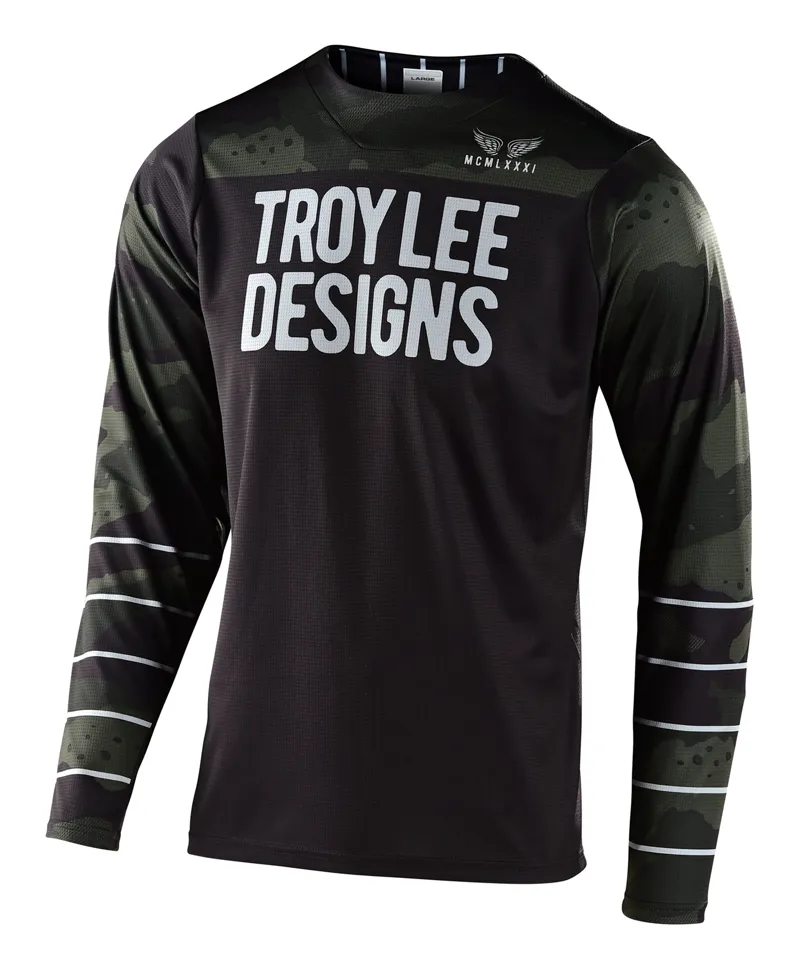 Troy Lee Designs Skyline LS Jersey Pinstripe Camo Green Black