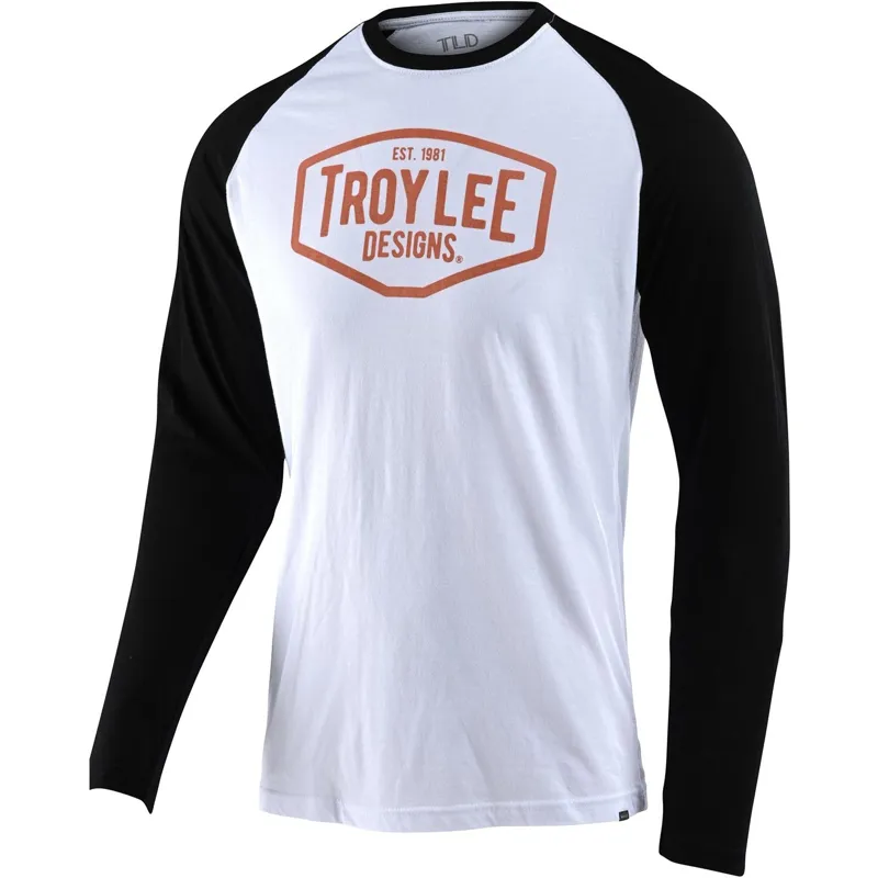 Troy Lee Designs Motor Oil L/S Raglan White Black