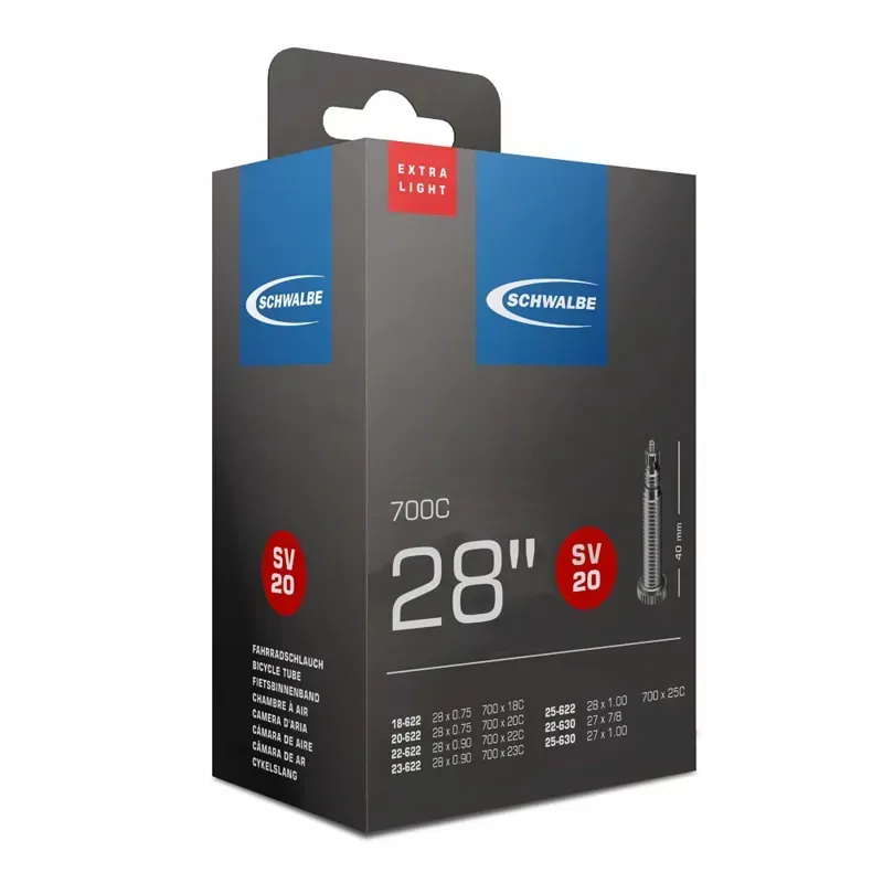 Schwalbe 700x18/28c Extra Long Presta Valve Tube in Black-1