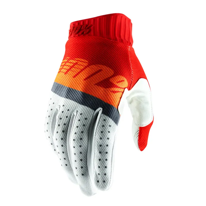 100 percent Ridefit Glove Red/Fluo Orange/Slate Blue