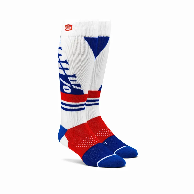 100 Percent Torque Comfort Moto Socks White