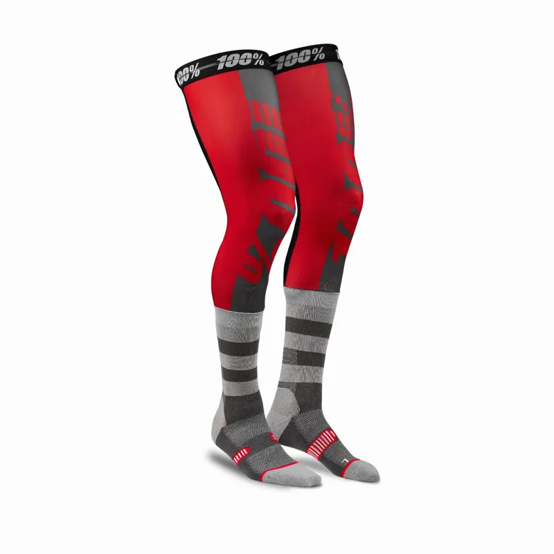 100 Percent REV Knee Brace Performance Moto Sock Red