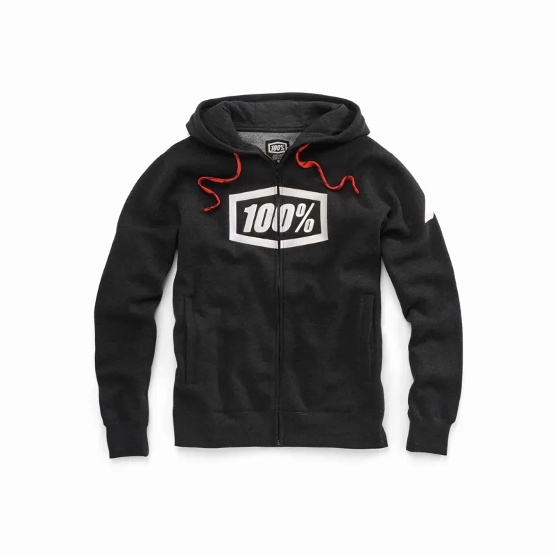 100 Percent Syndicate Zip Hooded Sweatshirt Black Heather/White