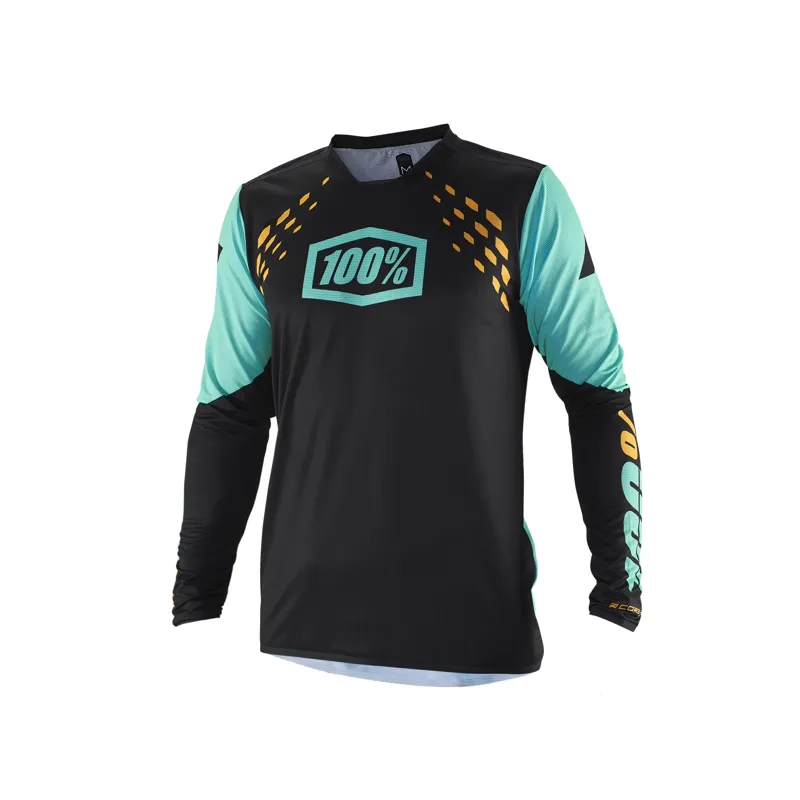 100 Percent R-Core X Jersey Black/Cyan