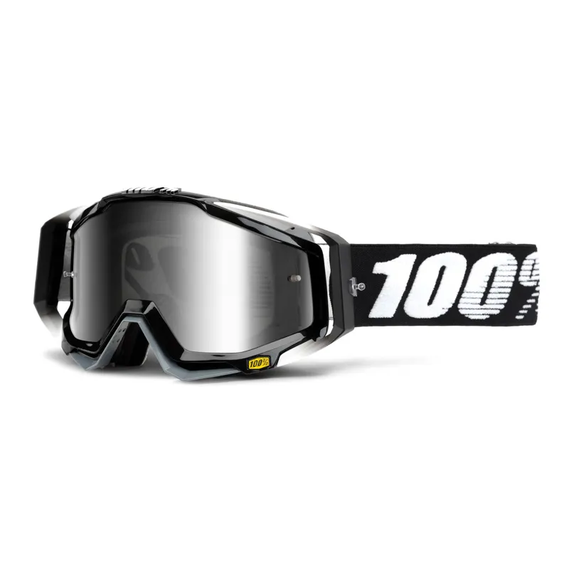 100 Percent Racecraft Goggles Silver Mirror Lens Black Black