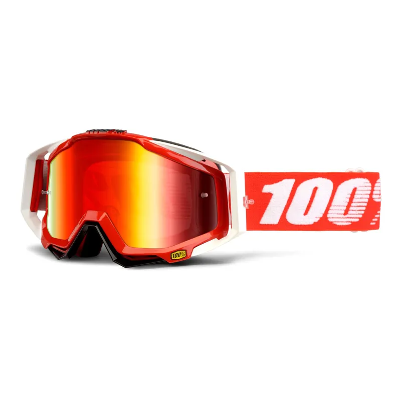 100 Percent Racecraft Goggles Red Mirror Lens Fire Red