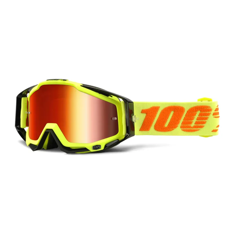 100 Percent Racecraft Goggles Red Mirror Lens Attack Yellow