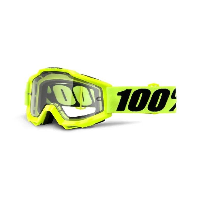 100 Percent Accuri Enduro MOTO Goggles / Clear Dual Lens Fluo Yellow