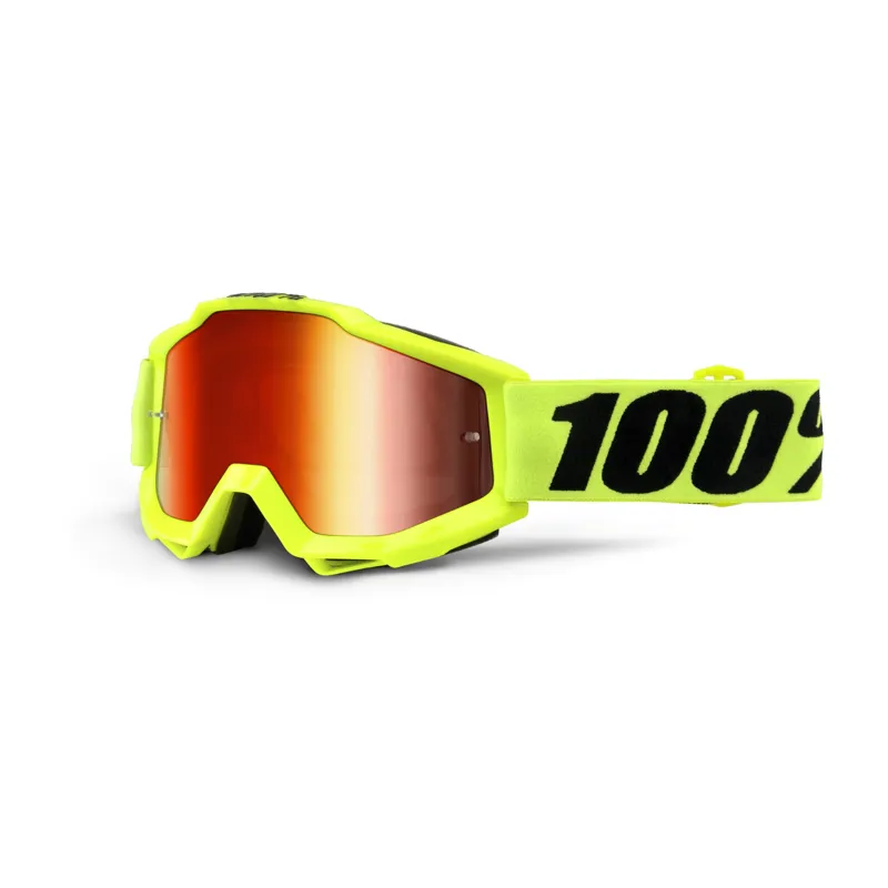 100 Percent Accuri Goggles Red Mirror Lens Fluo Yellow