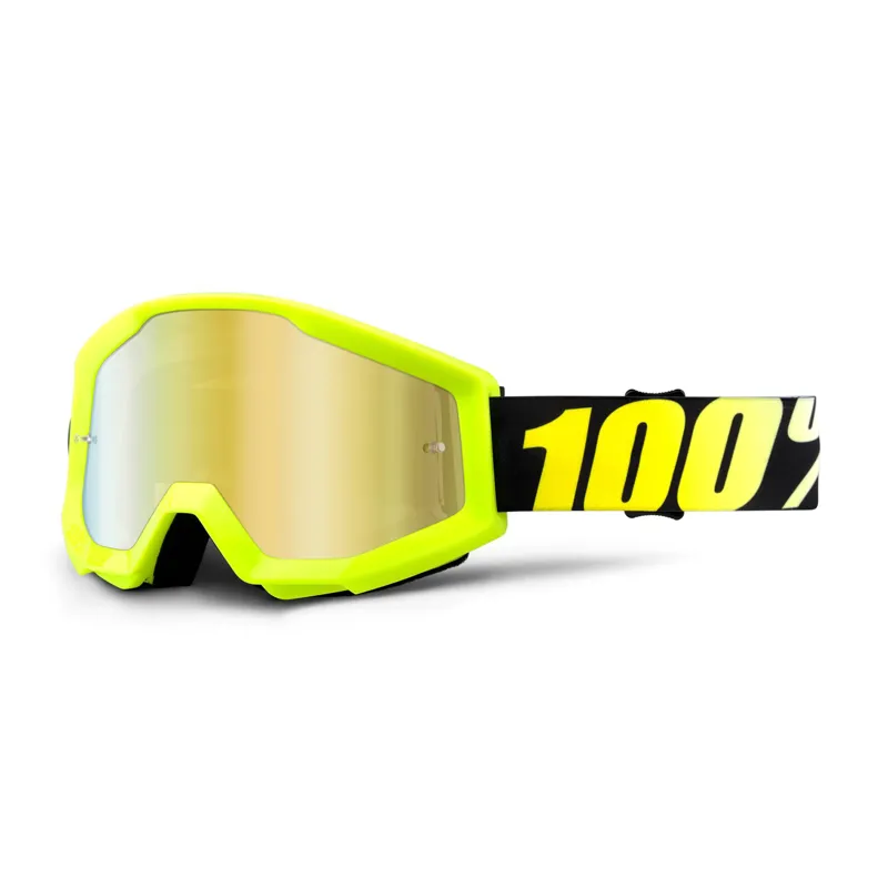 100 Percent Strata Goggles Gold Mirror Lens Yellow