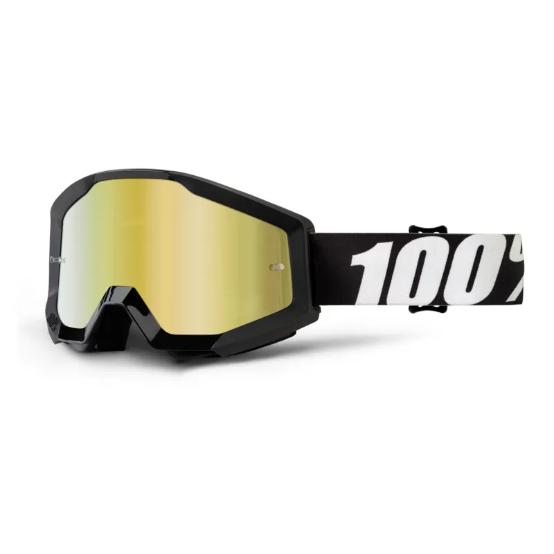 100 Percent Strata Goggles Gold Mirror Lens Outlaw