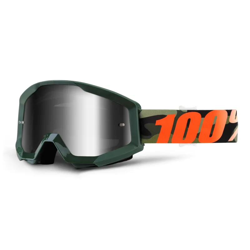 100 Percent Strata Goggles Silver Mirror Lens Huntsitan