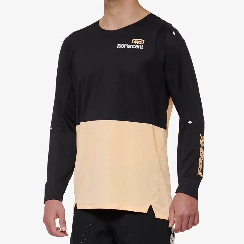 100% R-Core X Long Sleeve Jersey in Black/Peach