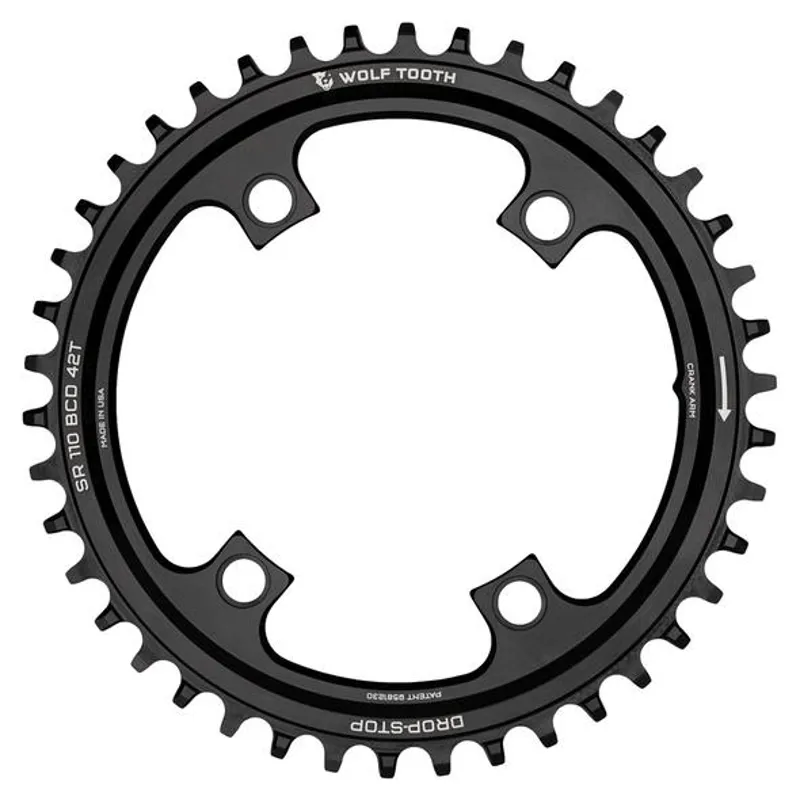 Wolf Tooth 110 BCD SRAM Cranks Asymetric 4-Bolt Chainring in Black