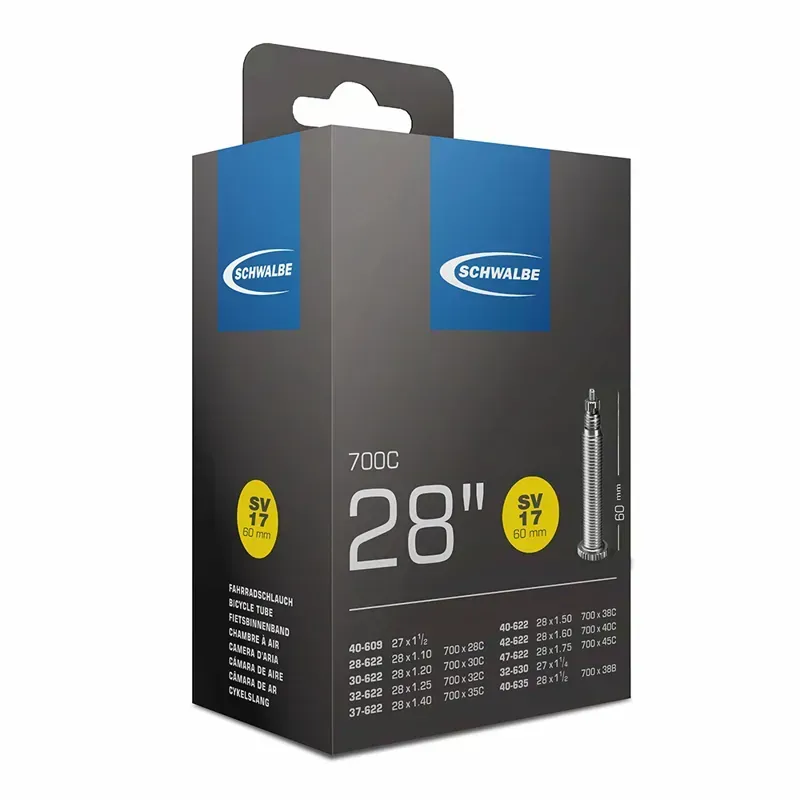 Schwalbe 700x18/28c Extra Long Presta Valve Tube in Black