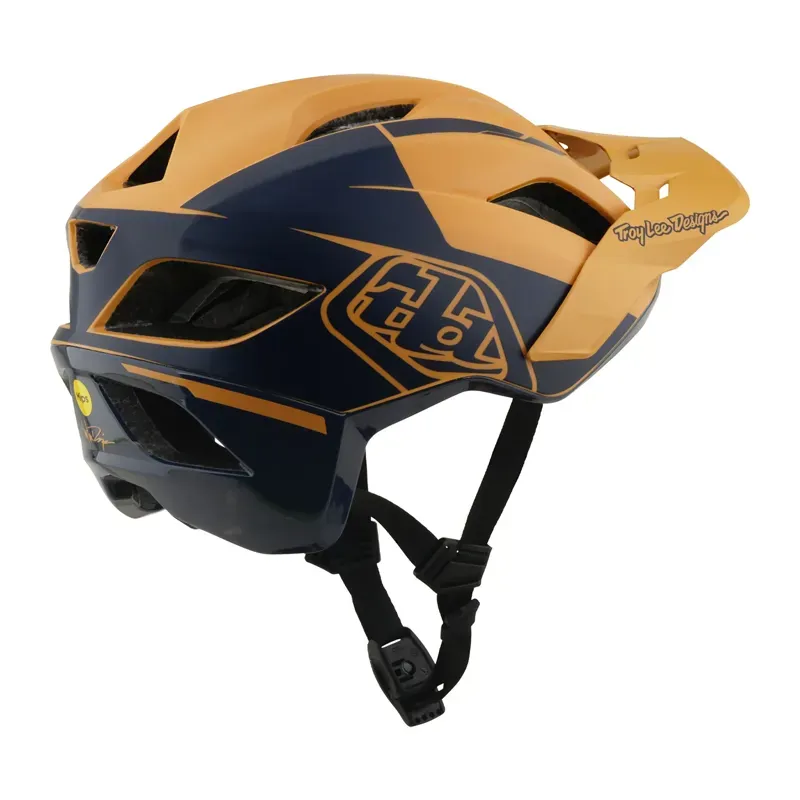 Troy Lee Designs Flowline SE MIPS Helmet in Hydro - Mustard/Black Iris-4