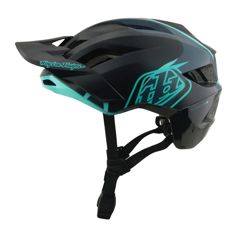 Troy Lee Designs Flowline SE MIPS Helmet in Badge - Carbon/Real Teal-1