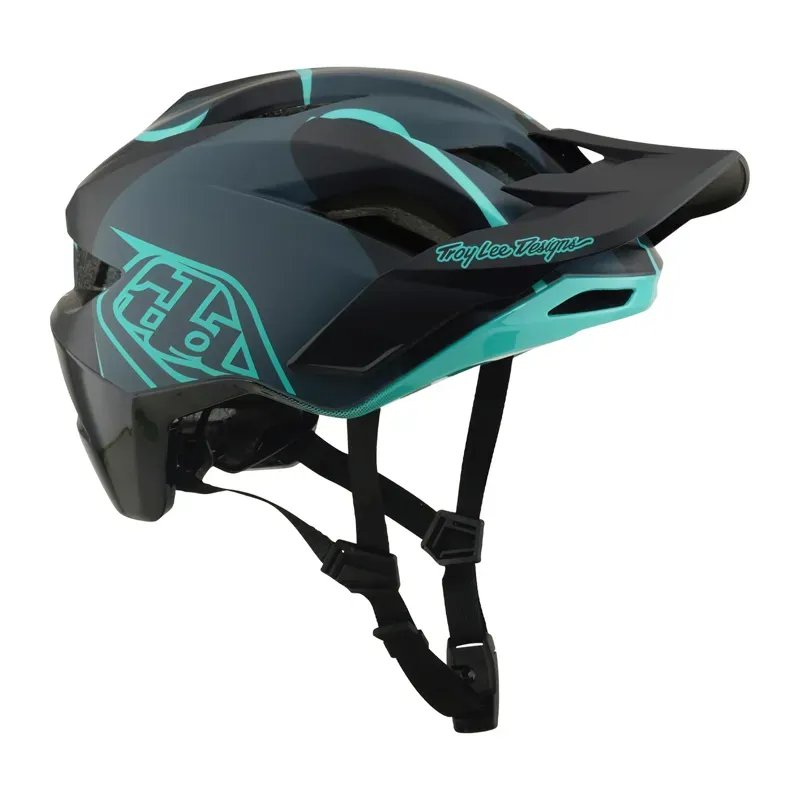 Troy Lee Designs Flowline SE MIPS Helmet in Badge - Carbon/Real Teal-6