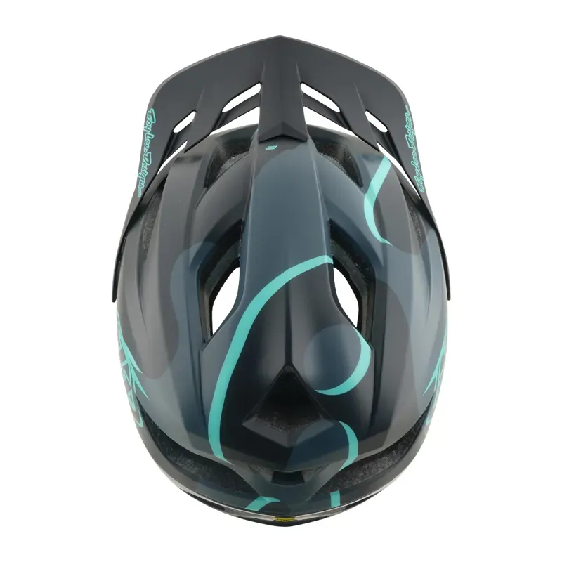 Troy Lee Designs Flowline SE MIPS Helmet in Badge - Carbon/Real Teal-7