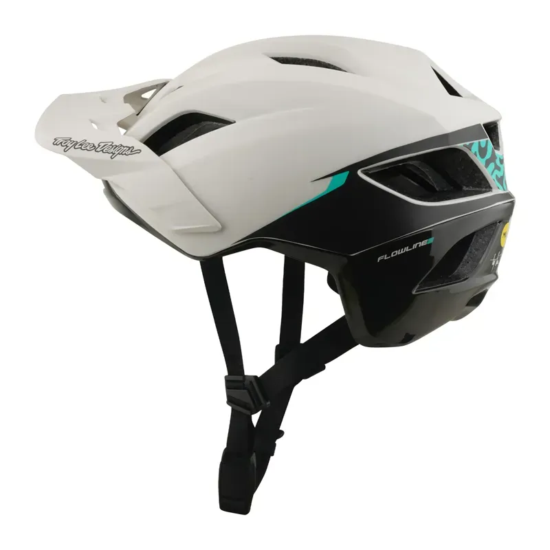 Troy Lee Designs Flowline SE MIPS Helmet in Stacks - Pumice/Real Teal-2