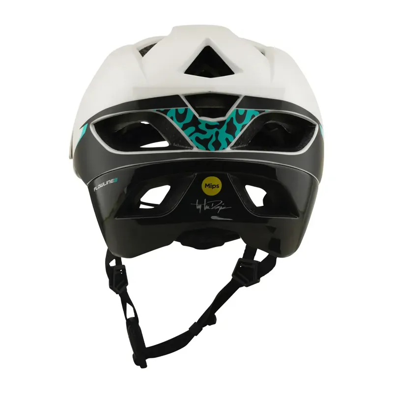 Troy Lee Designs Flowline SE MIPS Helmet in Stacks - Pumice/Real Teal-3