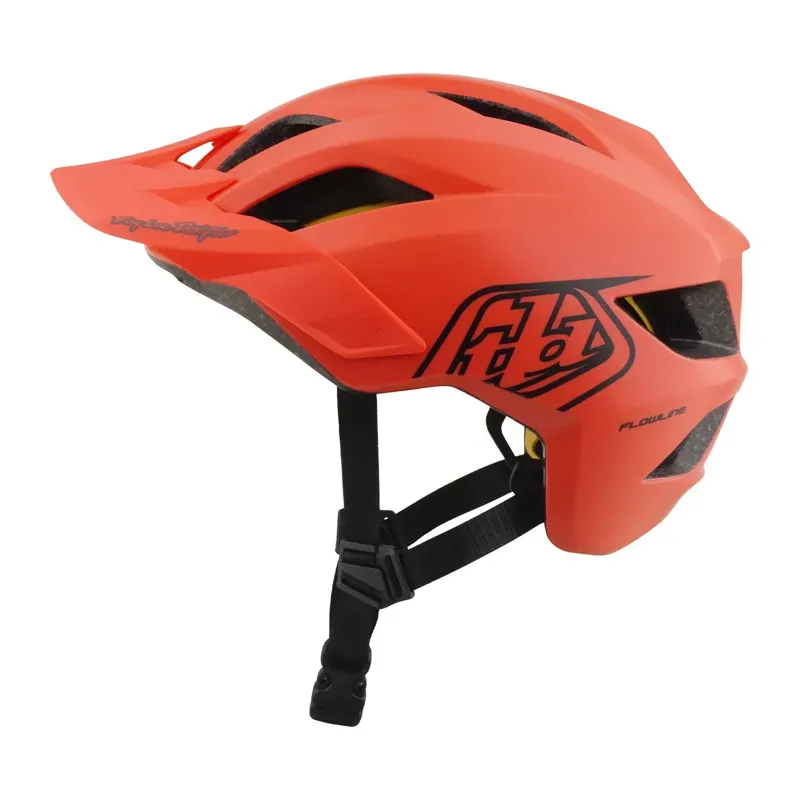 Troy Lee Designs Flowline MIPS Youth Helmet in Point - Coral/Charcoal