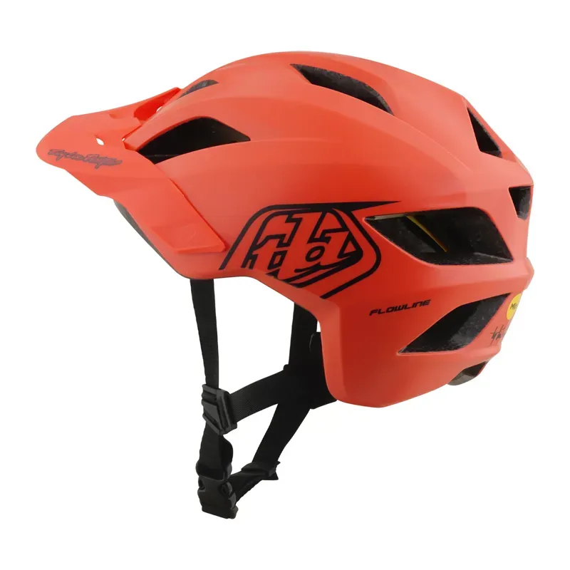 Troy Lee Designs Flowline MIPS Youth Helmet in Point - Coral/Charcoal-1
