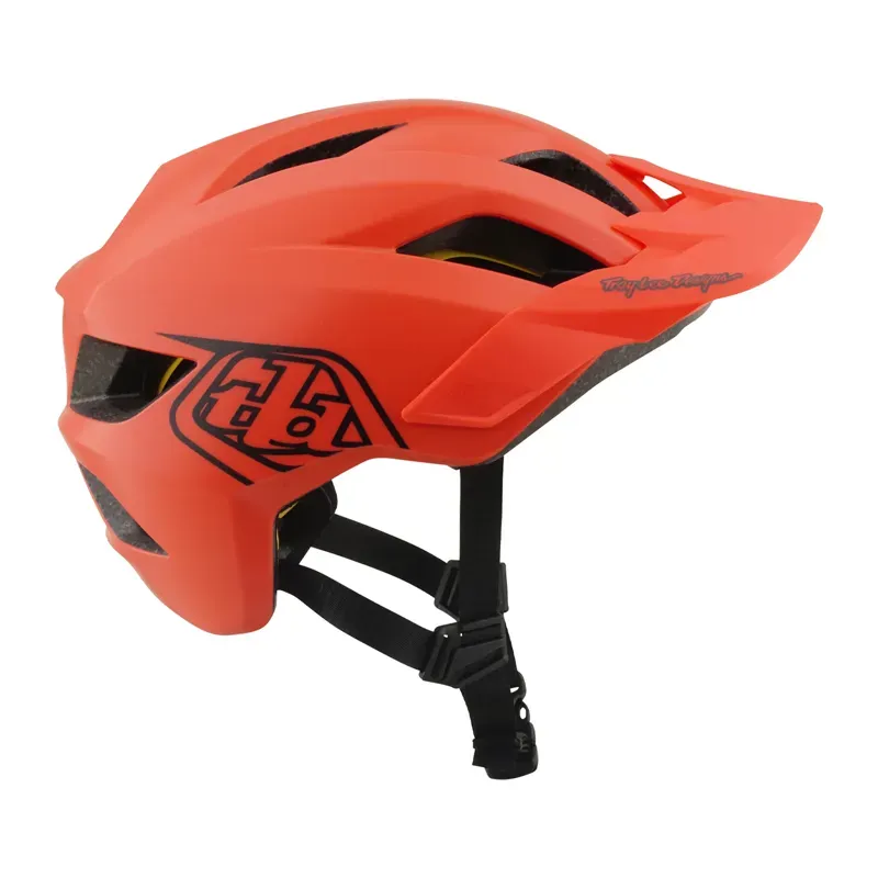Troy Lee Designs Flowline MIPS Youth Helmet in Point - Coral/Charcoal-4