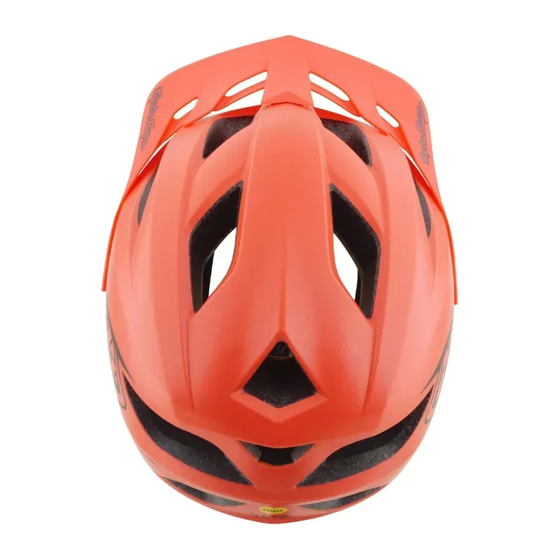 Troy Lee Designs Flowline MIPS Youth Helmet in Point - Coral/Charcoal-6