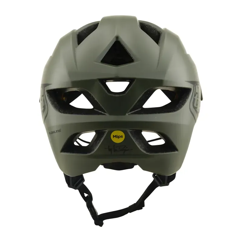 Troy Lee Designs Flowline MIPS Youth Helmet in Point - Army/Phantom-2