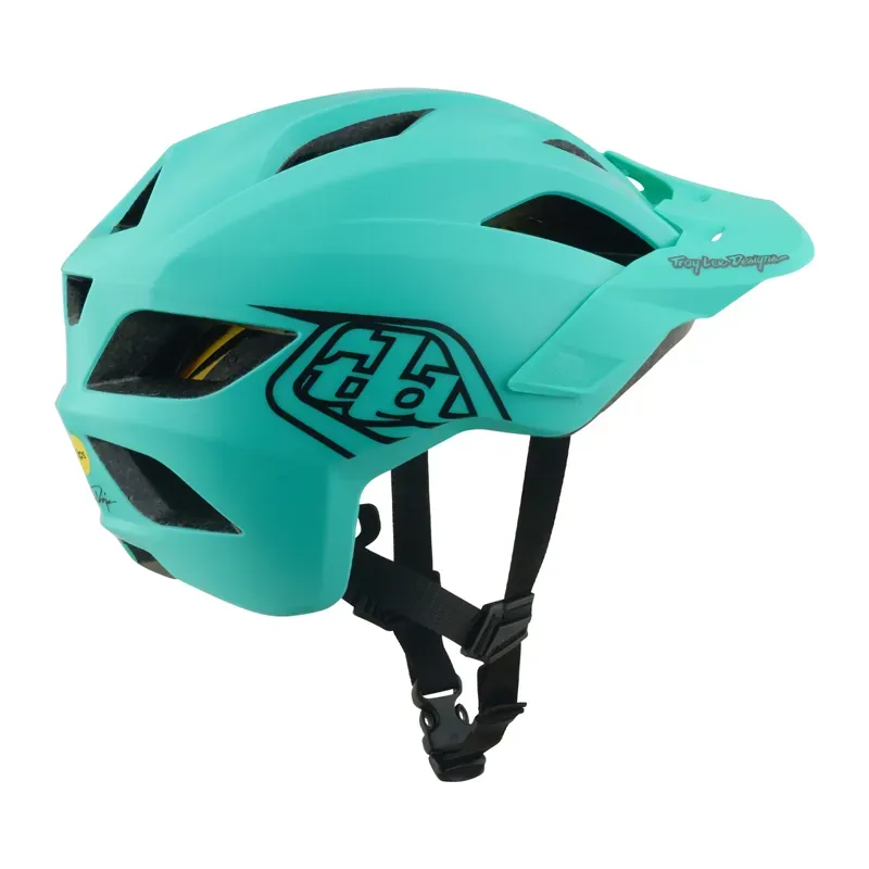 Troy Lee Designs Flowline MIPS Youth Helmet in Point - Charcoal/Real Teal-3