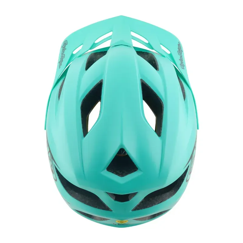 Troy Lee Designs Flowline MIPS Youth Helmet in Point - Charcoal/Real Teal-6
