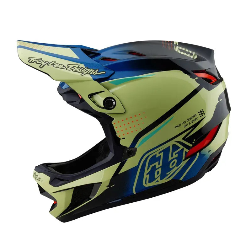 Troy Lee Designs D4 Composite MIPS Helmet in Drip/Glow Yellow