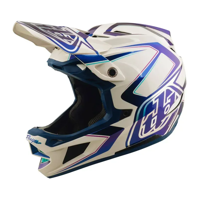Troy Lee Designs D4 Composite MIPS Helmet in Flared - White/Indigo
