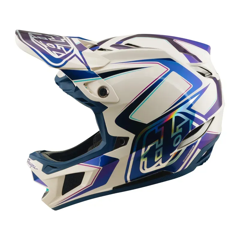 Troy Lee Designs D4 Composite MIPS Helmet in Flared - White/Indigo-1
