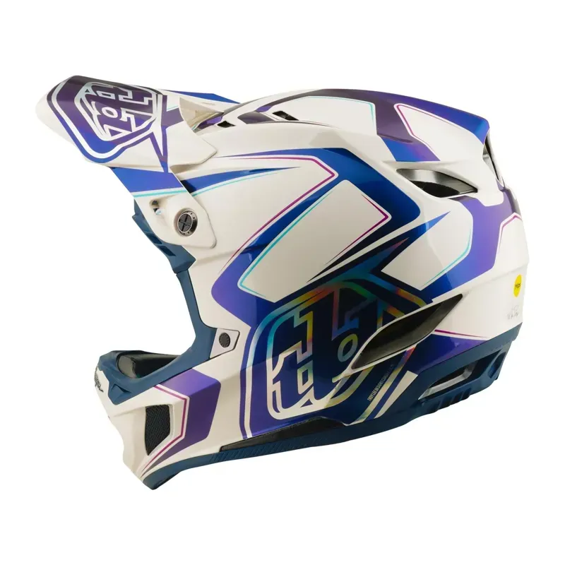 Troy Lee Designs D4 Composite MIPS Helmet in Flared - White/Indigo-2