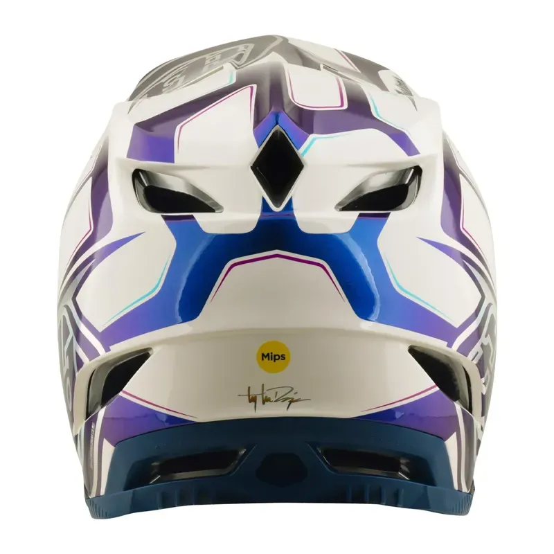 Troy Lee Designs D4 Composite MIPS Helmet in Flared - White/Indigo-3