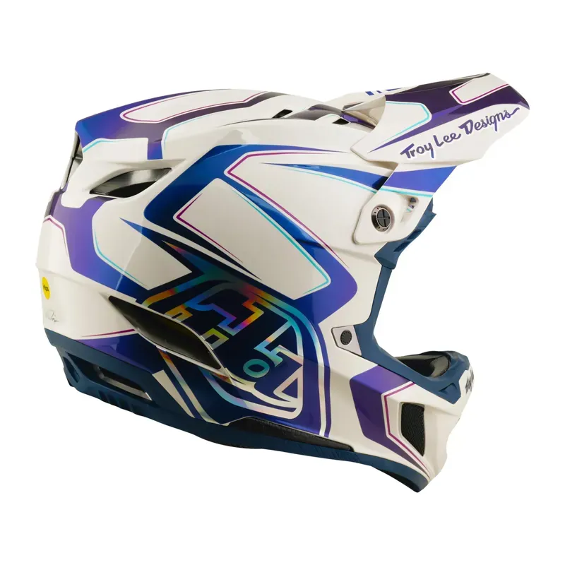 Troy Lee Designs D4 Composite MIPS Helmet in Flared - White/Indigo-4