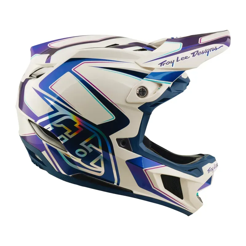 Troy Lee Designs D4 Composite MIPS Helmet in Flared - White/Indigo-5