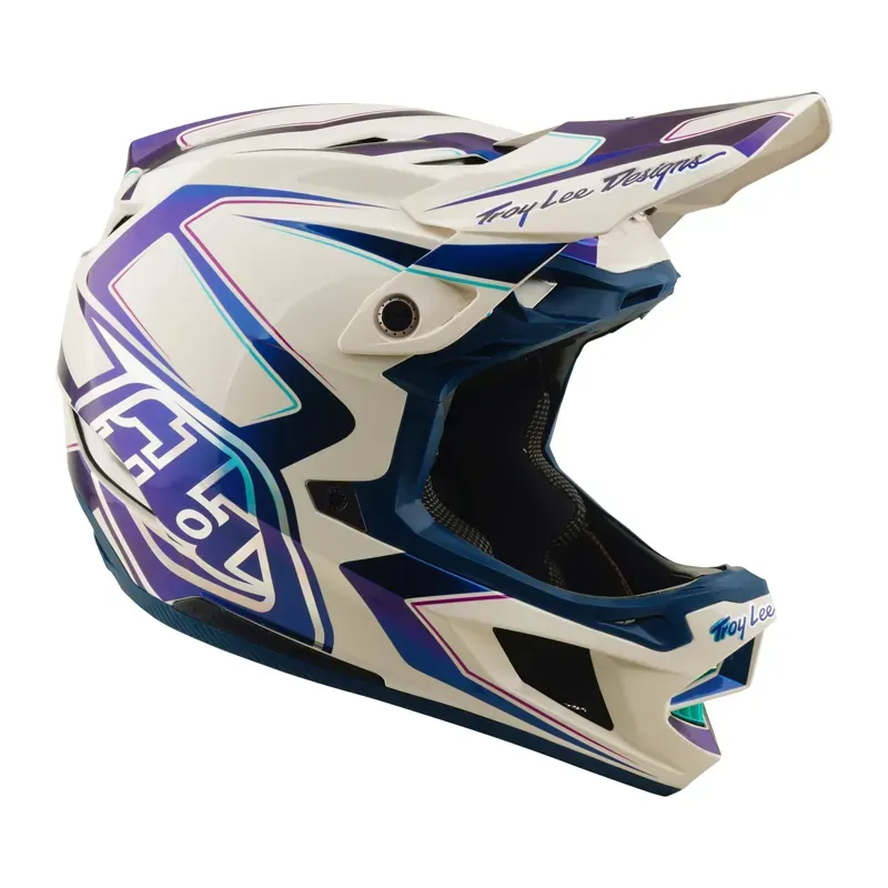 Troy Lee Designs D4 Composite MIPS Helmet in Flared - White/Indigo-6