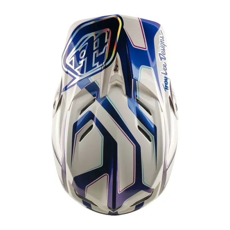 Troy Lee Designs D4 Composite MIPS Helmet in Flared - White/Indigo-7
