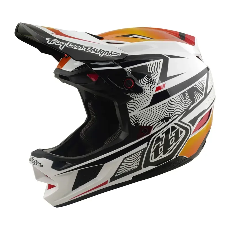 Troy Lee Designs D4 Composite MIPS Helmet in Lined Up - White