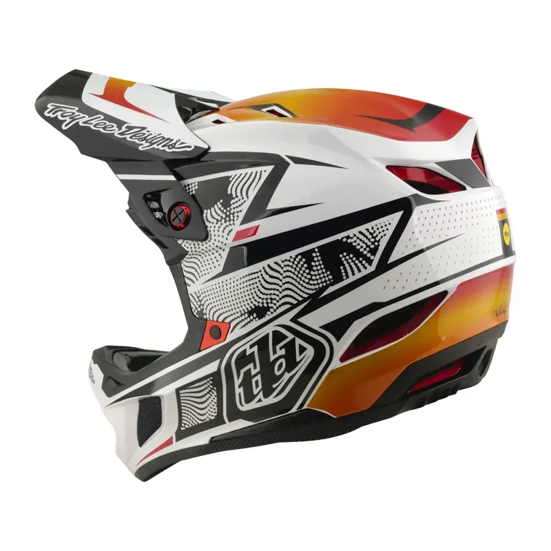 Troy Lee Designs D4 Composite MIPS Helmet in Lined Up - White-2